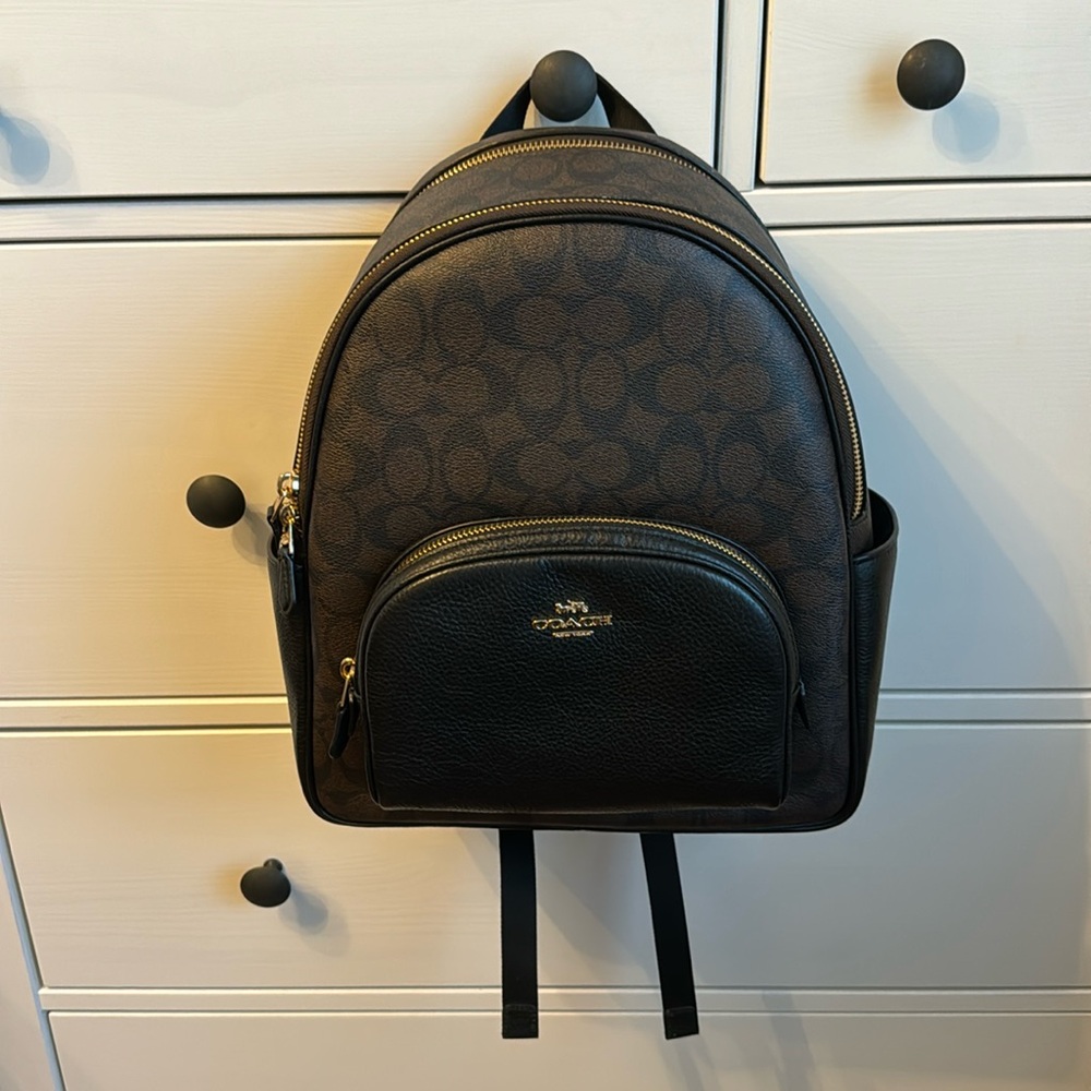 Coach Med Backpack Purse - NWOT - Classic Monogram with Gold Accents